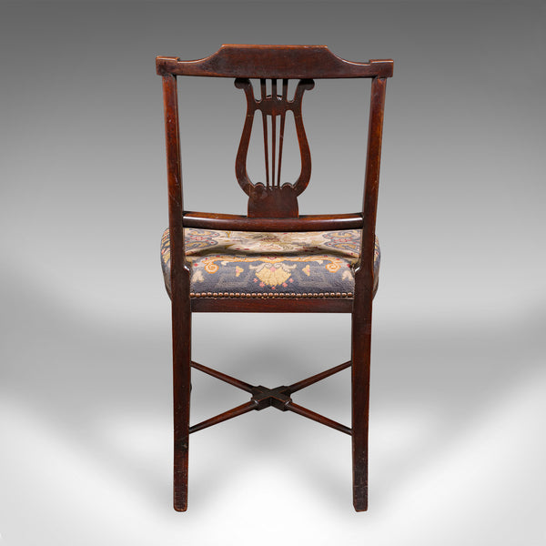 Antique Embroidered Chair, English, Walnut, Needlepoint, Bedroom, Hall, Regency