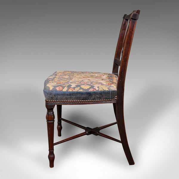 Antique Embroidered Chair, English, Walnut, Needlepoint, Bedroom, Hall, Regency