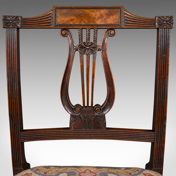 Antique Embroidered Chair, English, Walnut, Needlepoint, Bedroom, Hall, Regency