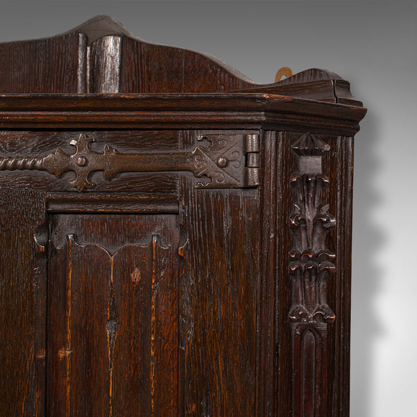Antique Hanging Corner Cabinet, English Oak Display Cupboard, Kitchen, Victorian