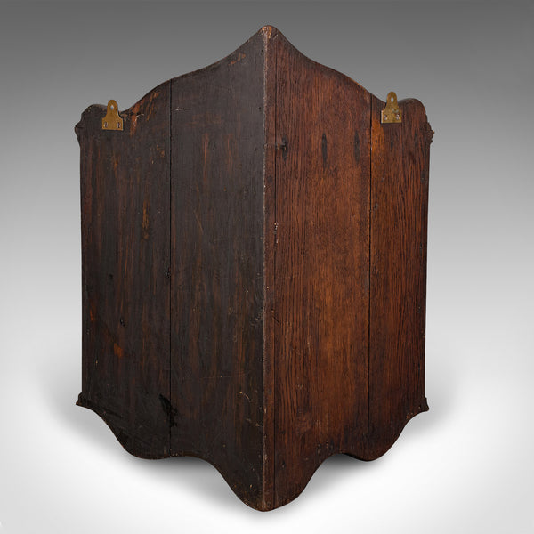 Antique Hanging Corner Cabinet, English Oak Display Cupboard, Kitchen, Victorian