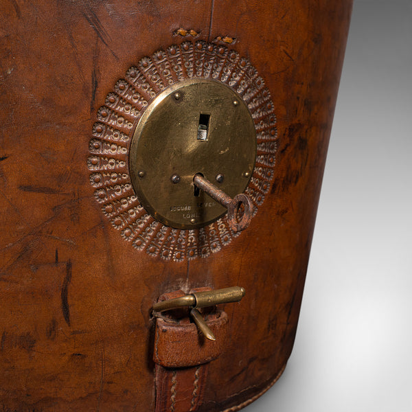 Antique Triple Hat Transit Case, English, Leather, Top Hat Box, Victorian, 1890