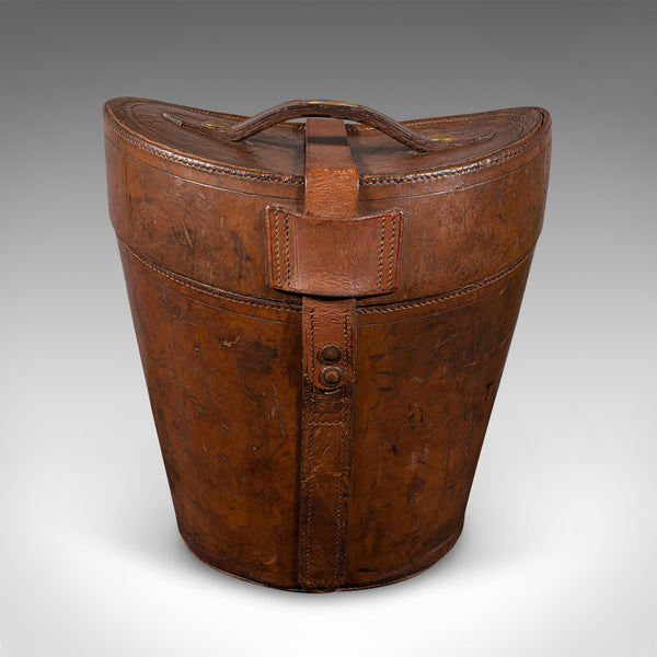 Antique Triple Hat Transit Case, English, Leather, Top Hat Box, Victorian, 1890