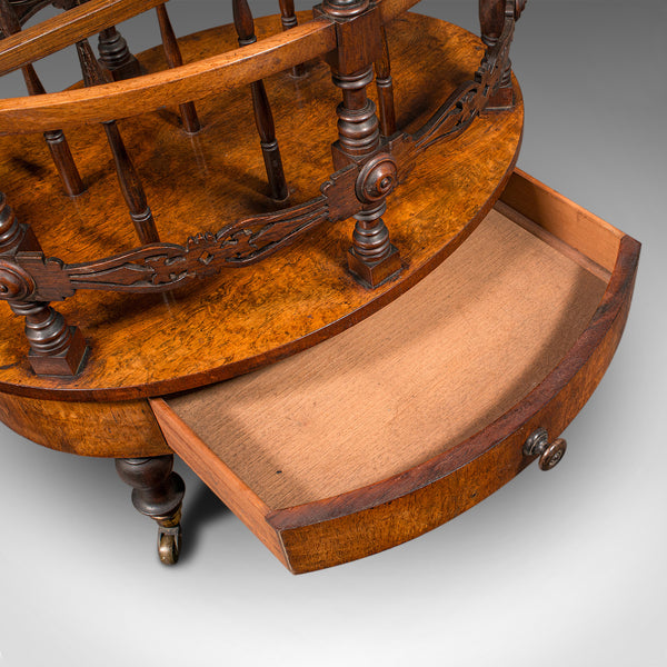 Antique Cocktail Service Stand, English, Walnut, Canterbury, Whatnot, Victorian