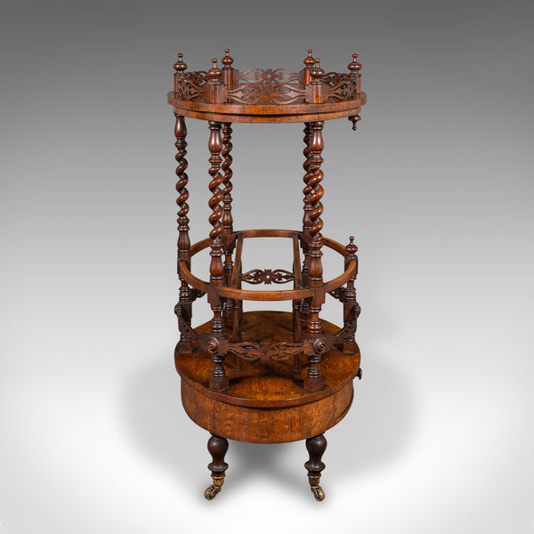 Antique Cocktail Service Stand, English, Walnut, Canterbury, Whatnot, Victorian