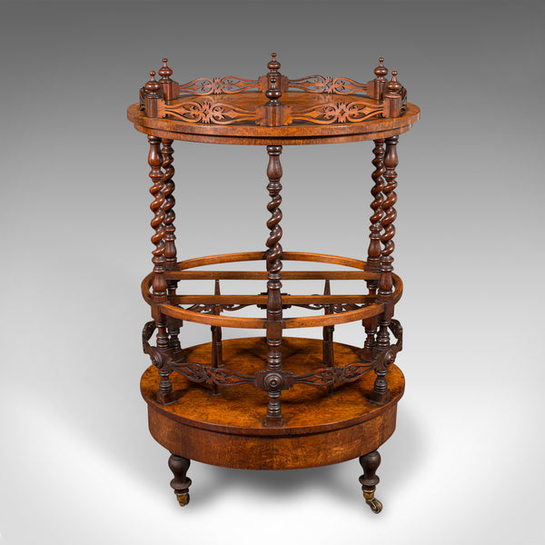 Antique Cocktail Service Stand, English, Walnut, Canterbury, Whatnot, Victorian