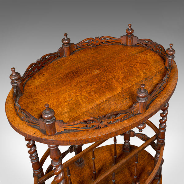 Antique Cocktail Service Stand, English, Walnut, Canterbury, Whatnot, Victorian