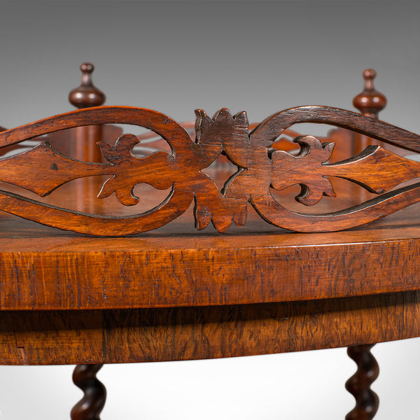 Antique Cocktail Service Stand, English, Walnut, Canterbury, Whatnot, Victorian