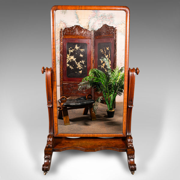 Tall Antique Gentleman’s Outfitters Dressing Mirror, Cheval, Victorian, C.1840