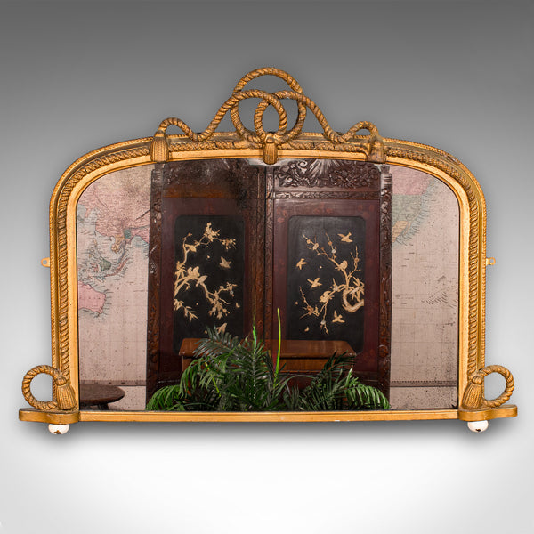 Large Antique Overmantle Mirror, English, Giltwood, Nautical Taste, Victorian