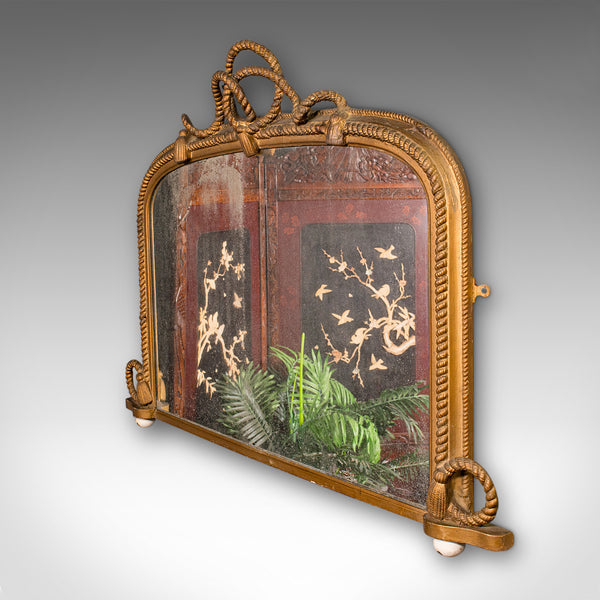 Large Antique Overmantle Mirror, English, Giltwood, Nautical Taste, Victorian