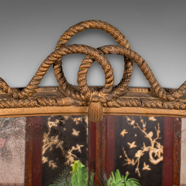 Large Antique Overmantle Mirror, English, Giltwood, Nautical Taste, Victorian