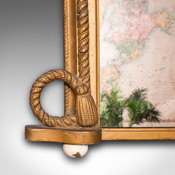 Large Antique Overmantle Mirror, English, Giltwood, Nautical Taste, Victorian