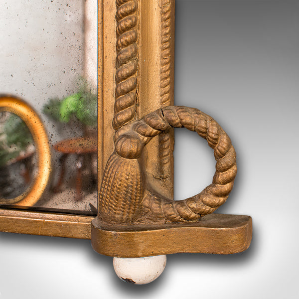Large Antique Overmantle Mirror, English, Giltwood, Nautical Taste, Victorian