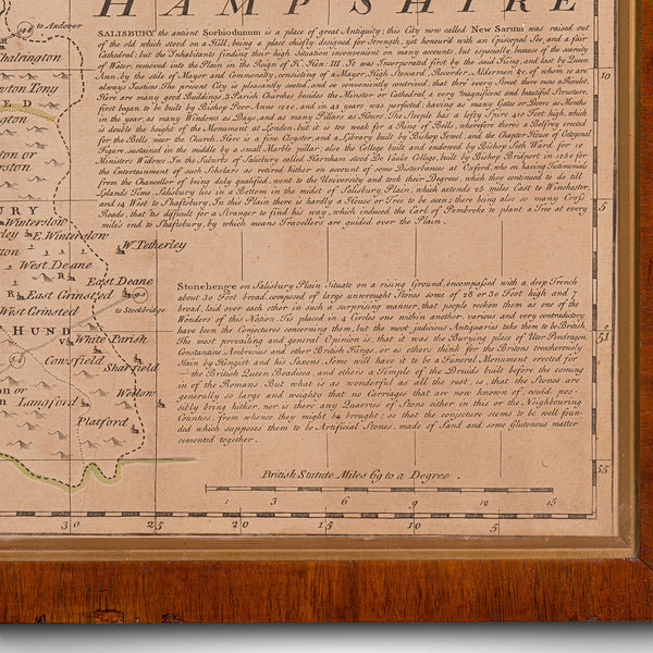 Large Antique Wiltshire Map, County Cartography, Framed, English, 18th Century