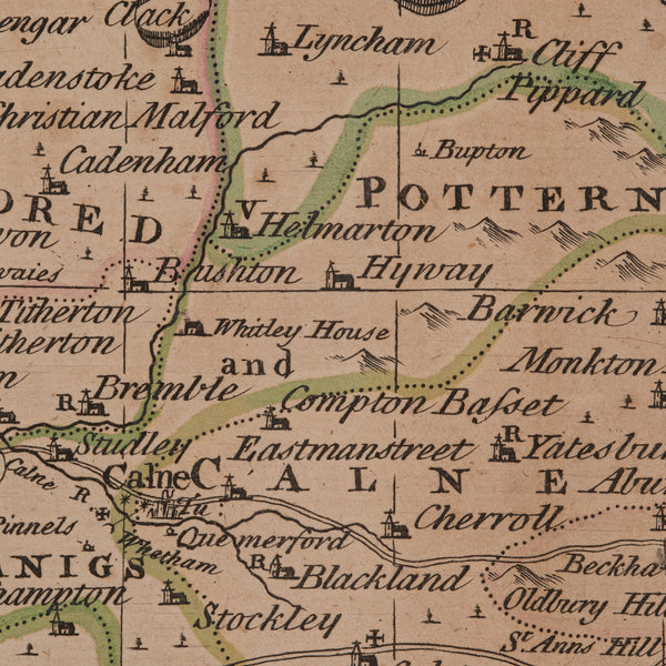 Large Antique Wiltshire Map, County Cartography, Framed, English, 18th Century