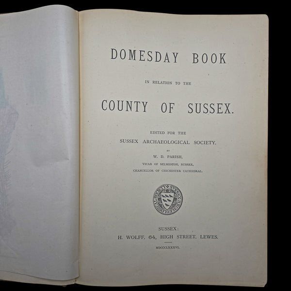 The Domesday Book, Sussex Archaeological Society, Antique Historical Reference