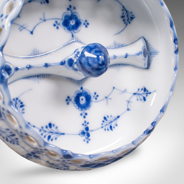 Small Antique Olive Dish, Danish Ceramic, Canapé Serving Bowl, Victorian, C.1900