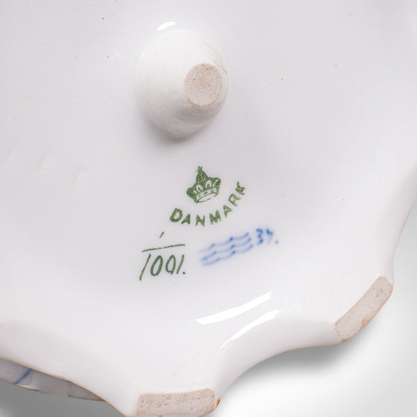 Small Antique Olive Dish, Danish Ceramic, Canapé Serving Bowl, Victorian, C.1900