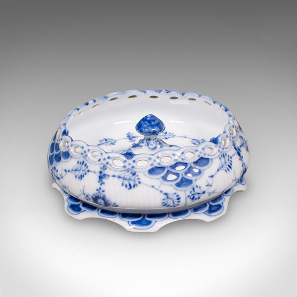 Small Antique Olive Dish, Danish Ceramic, Canapé Serving Bowl, Victorian, C.1900