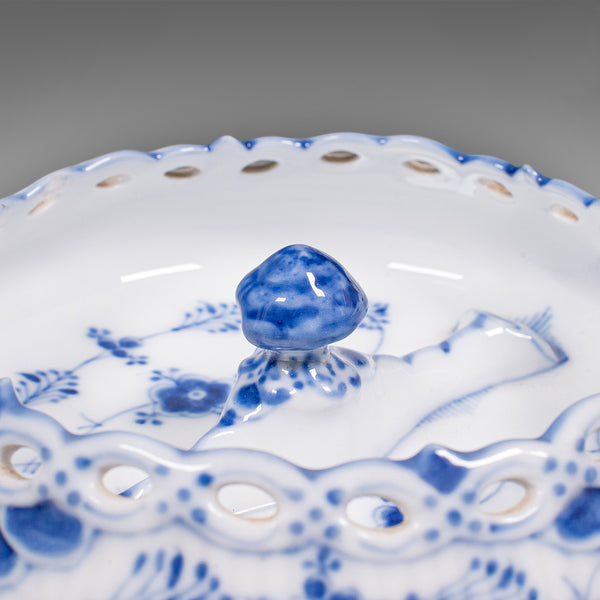 Small Antique Olive Dish, Danish Ceramic, Canapé Serving Bowl, Victorian, C.1900