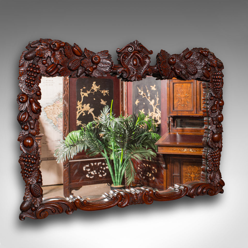 Antique Overmantle Mirror, English, Country House, Carved, Victorian, Circa 1900