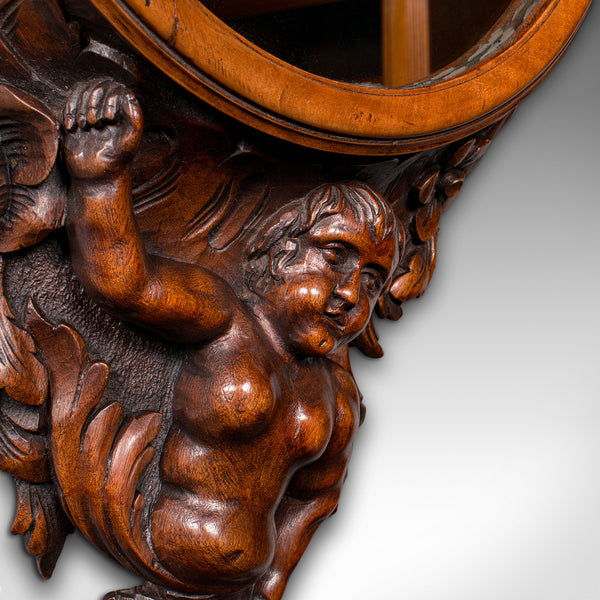 Antique Rococo Mirror, Italian, Carved Fruitwood, Hall, Lounge, Victorian, 1900