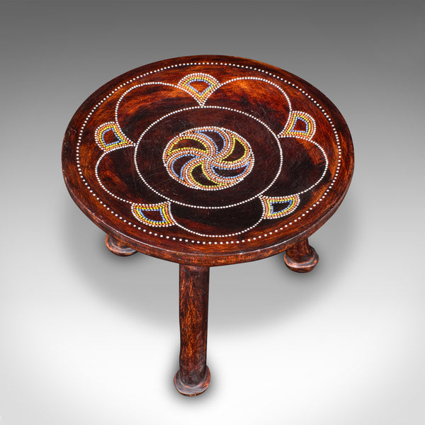 Small Antique Tribal Side Table, African, Fruitwood, Lamp, Stool, Late Victorian