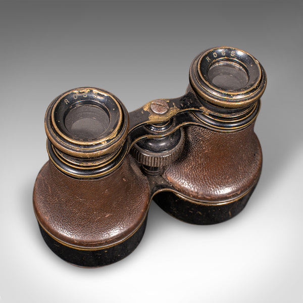 Pair of Antique Opera Glasses, English, Leather, Brass, Binoculars, Ross London