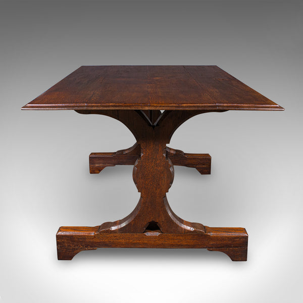 Antique 6 Seat Dining Table, English, Oak, Gothic Revival, Kitchen, Victorian