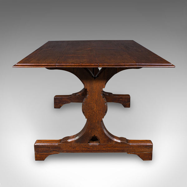 Antique 6 Seat Dining Table, English, Oak, Gothic Revival, Kitchen, Victorian