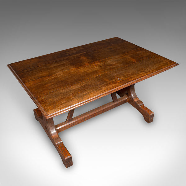 Antique 6 Seat Dining Table, English, Oak, Gothic Revival, Kitchen, Victorian