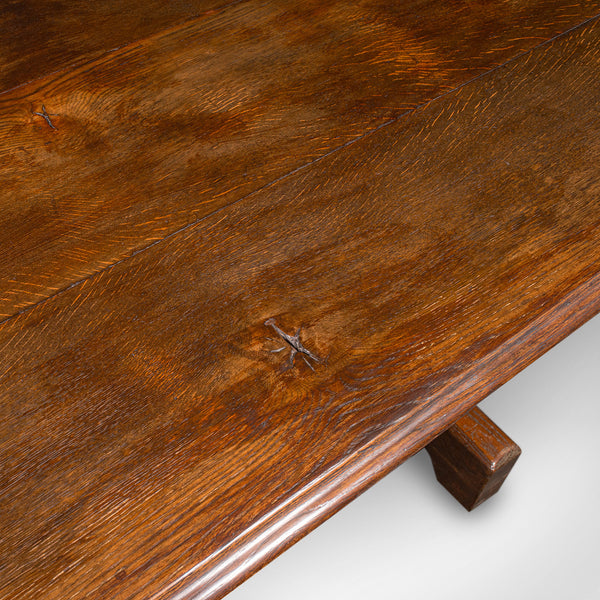 Antique 6 Seat Dining Table, English, Oak, Gothic Revival, Kitchen, Victorian