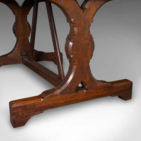 Antique 6 Seat Dining Table, English, Oak, Gothic Revival, Kitchen, Victorian