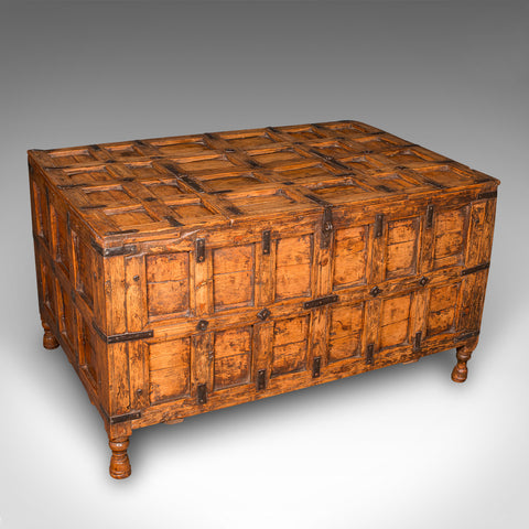 Vintage Storage Chest, Indian Pine Pithara Trunk, Colonial Revival, Coffee Table