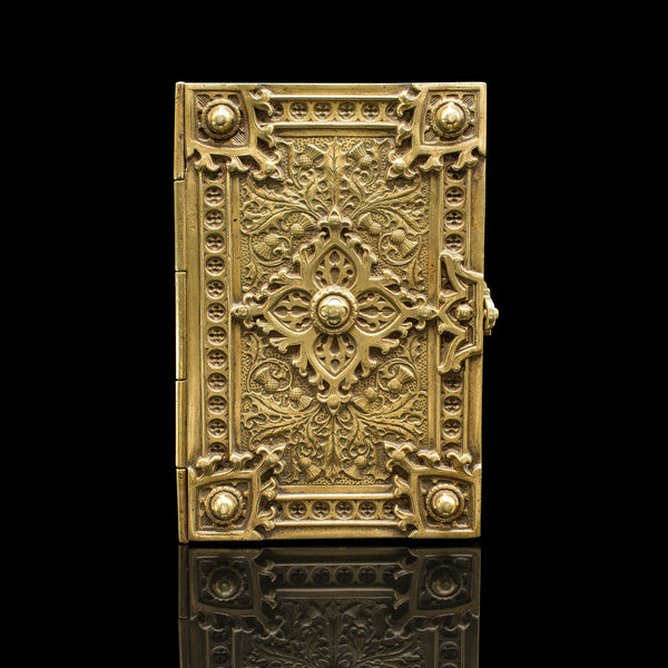 Antique Personal Diary Repository, Scottish, Brass, Keepsake Case, Victorian