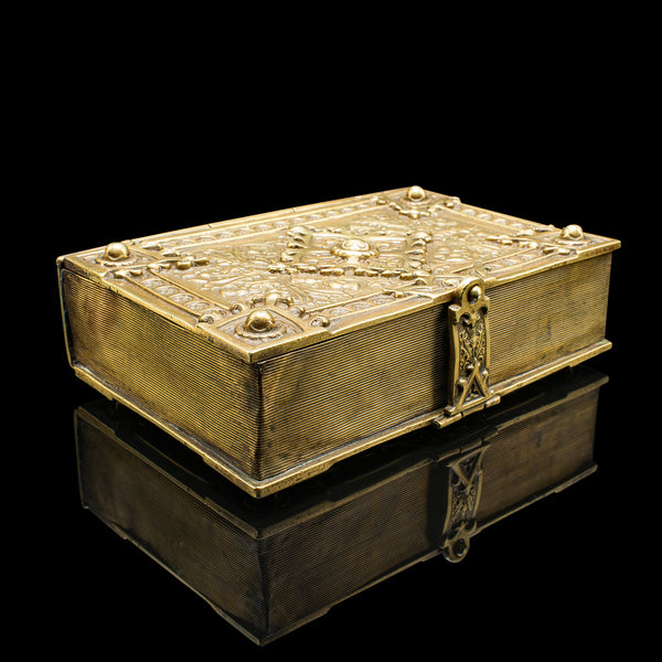 Antique Personal Diary Repository, Scottish, Brass, Keepsake Case, Victorian