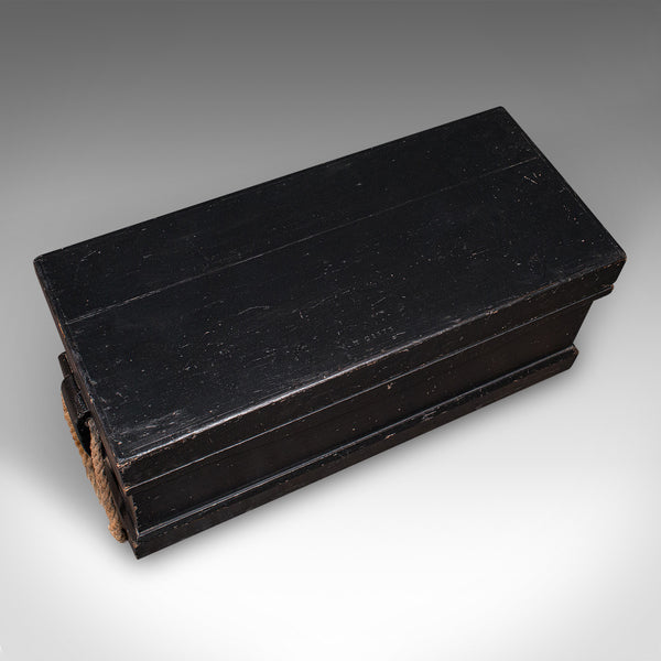 Antique Shipwright’s Tool Chest, English, Ebonised, Workman’s Trunk, Victorian