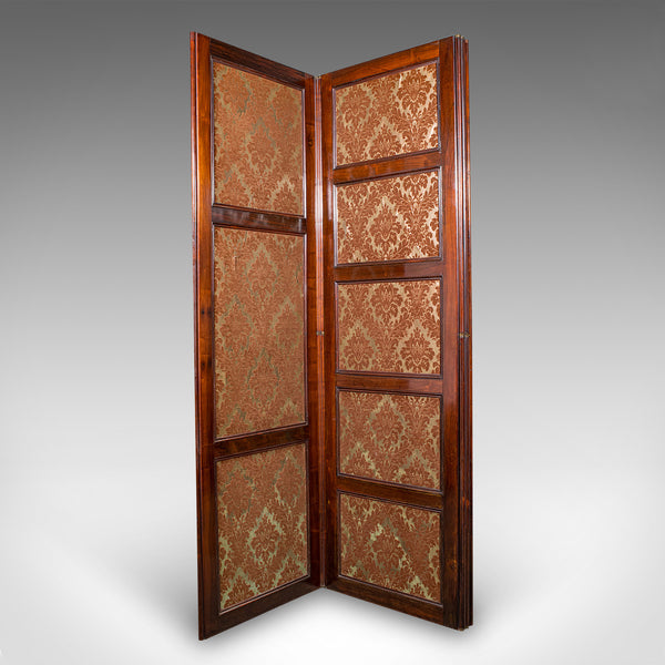 Large Antique 4-Panel Privacy Screen, English Room Divider, Needlepoint, Regency