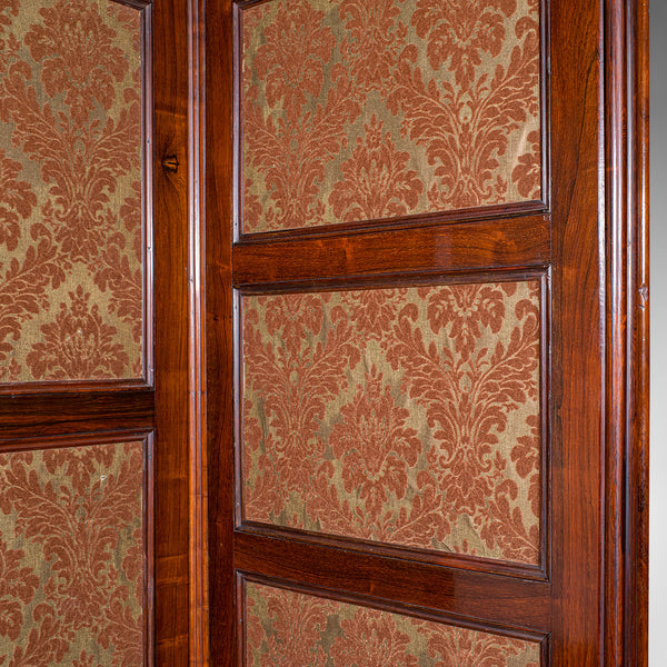 Large Antique 4-Panel Privacy Screen, English Room Divider, Needlepoint, Regency