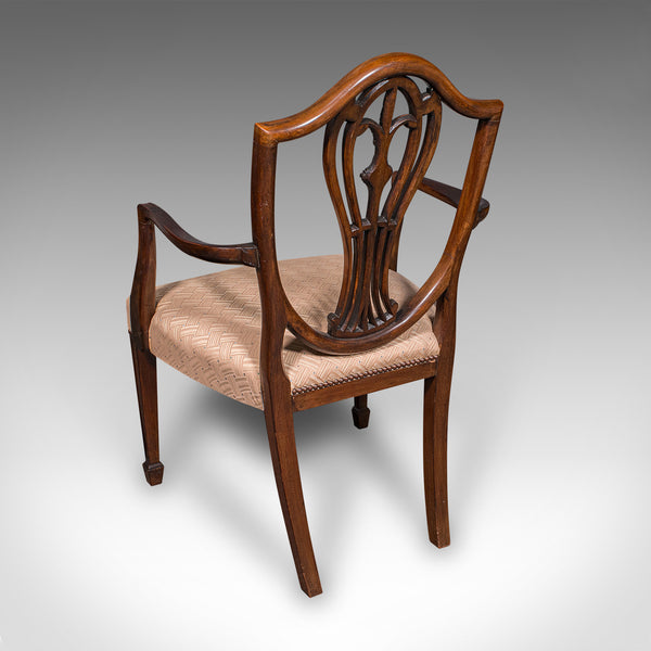 Set of 12 Antique Dining Chairs, English, Carver, Seat, Hepplewhite, Edwardian