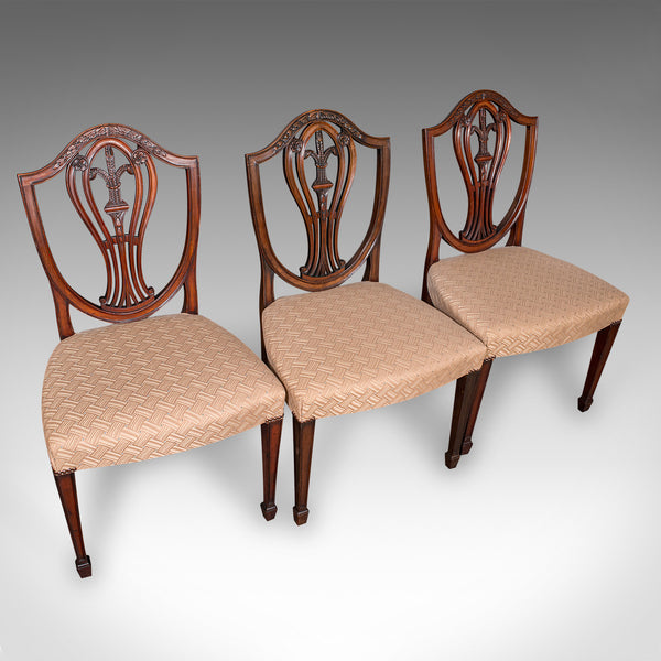 Set of 12 Antique Dining Chairs, English, Carver, Seat, Hepplewhite, Edwardian