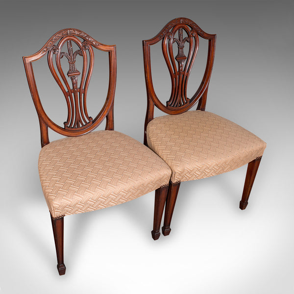 Set of 12 Antique Dining Chairs, English, Carver, Seat, Hepplewhite, Edwardian