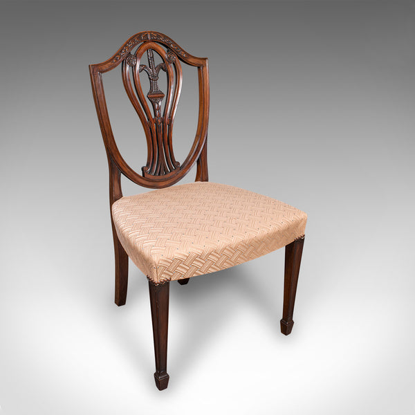Set of 12 Antique Dining Chairs, English, Carver, Seat, Hepplewhite, Edwardian