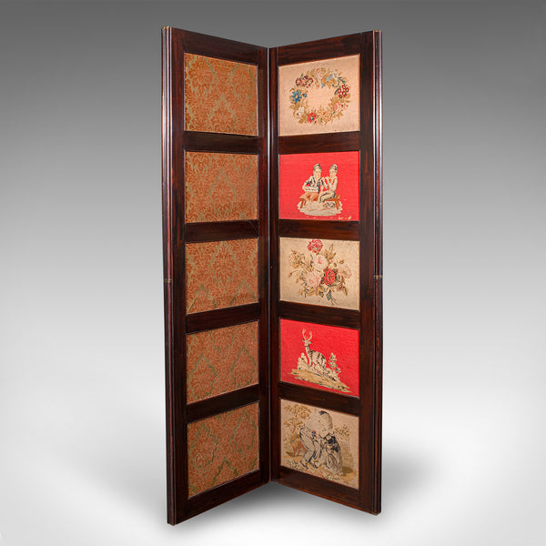 6' 7" Tall Antique Room Divider, English, Needlepoint, Privacy Screen, Regency