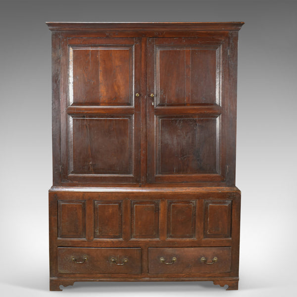Late Georgian Antique Press Cupboard, English, Oak, Housekeeper's Cabinet c.1780 - London Fine Antiques