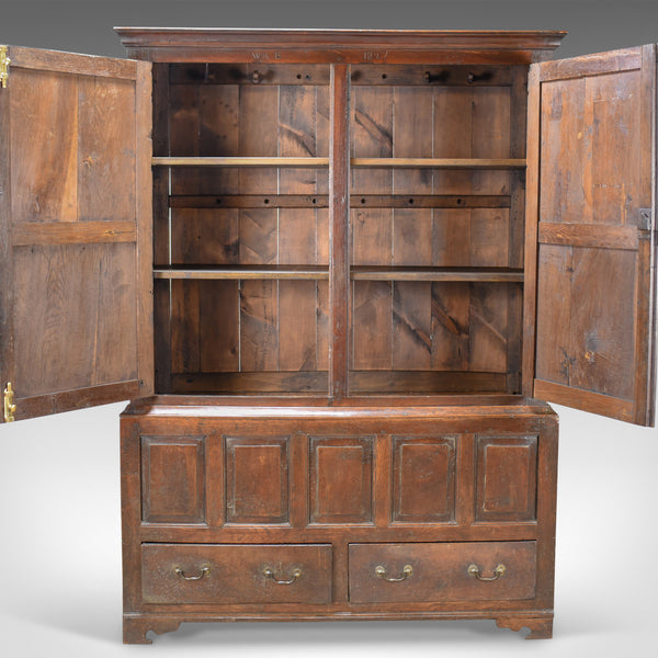 Late Georgian Antique Press Cupboard, English, Oak, Housekeeper's Cabinet c.1780 - London Fine Antiques