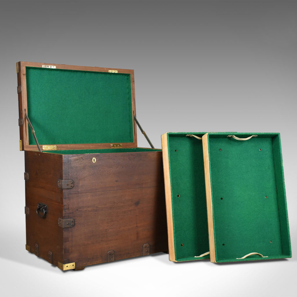 Antique Campaign Silver Chest, English, Oak, Victorian Trunk, Heavy Circa 1852-5 - London Fine Antiques