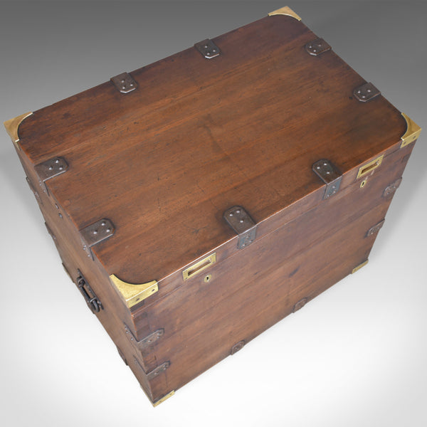 Antique Campaign Silver Chest, English, Oak, Victorian Trunk, Heavy Circa 1852-5 - London Fine Antiques