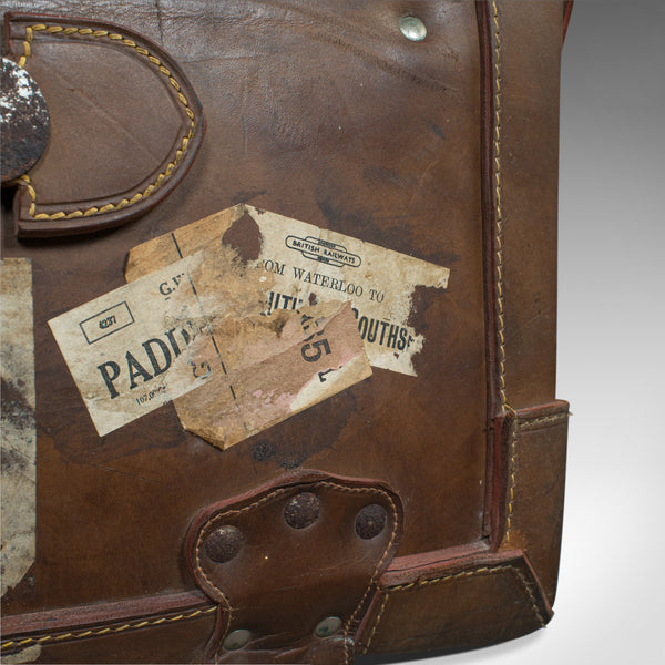 Very Large Antique Travel Suitcase, English, Leather, Steamer, Shipping Trunk - London Fine Antiques